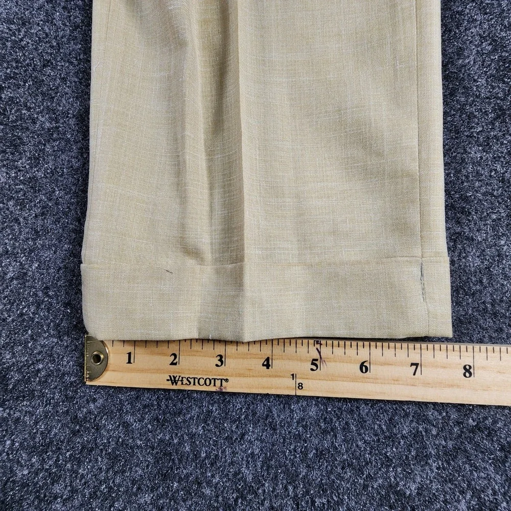 6 East Botto Giuseppe Wool Silk Linen Dress Pants Mens 33 Yellow Made in Canada